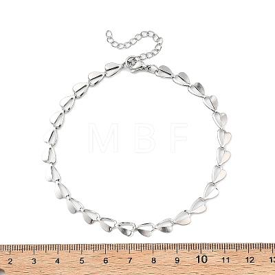 2Pcs 2 Colors Valentine's Day 304 Stainless Steel Heart Link Chain Anklets for Women AJEW-AN00801-1