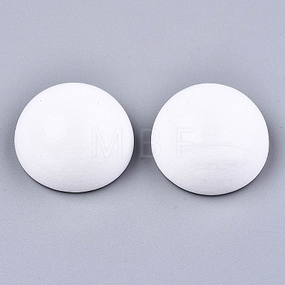 Spray Painted White Wood Cabochons WOOD-TAC0001-23C-1