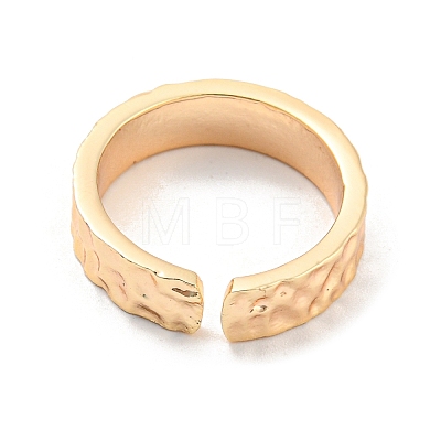 Brass Textured Open Cuff Ring RJEW-E291-01G-1