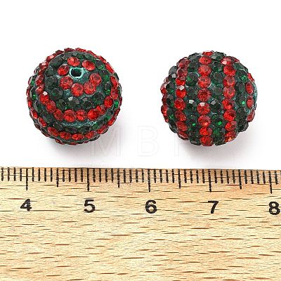 Christmas Theme Stripe Pattern Polymer Clay Rhinestone Beads CLAY-NH0001-01A-1
