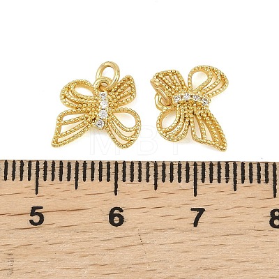 Brass Micro Pave Clear Cubic Zirconia Charms KK-D218-26G-02-1