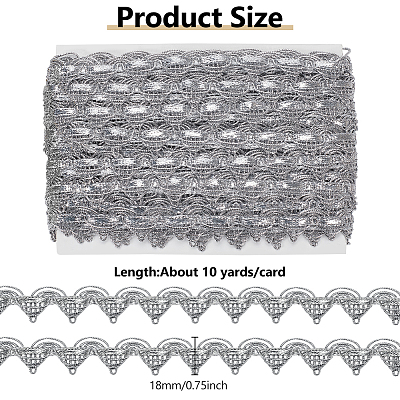 10 Yards Polyester Braided Metallic Lace Trim DIY-WH0491-47A-1