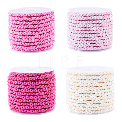 4 Rolls 4 Colors Round Polyester Cord OCOR-TA0003-88D-1