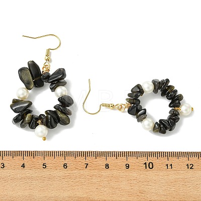 Natural Obsidian Beaded Dangle Earrings EJEW-JE07215-01-1