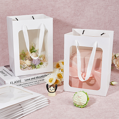 Rectangle Paper Storage Bags with Handle ABAG-WH0046-26B-01-1