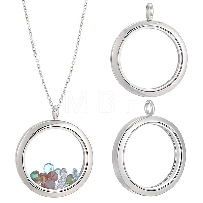 4Pcs Stainless Steel Locket Pendants STAS-BBC0010-31A-1