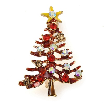 Christmas Alloy Colorful Rhinestone Brooches JEWB-U009-10G-1