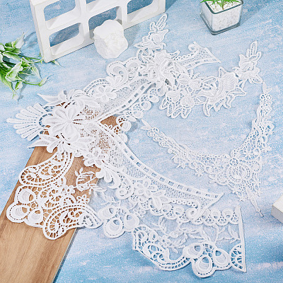 4Pcs 4 Styles Polyester Computerized Embroidery Collar DIY-TA0015-71-1