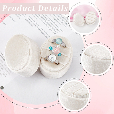 Oval Shape Velvet Rings Storage Gift Boxes CON-WH20001-06A-1