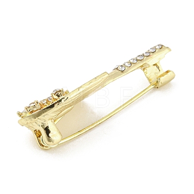 Shovel Alloy Rhinestone Brooch Pins JEWB-P029-01G-1