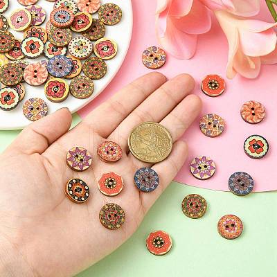 Printed Wooden Buttons WOOD-CJC0007-03-1