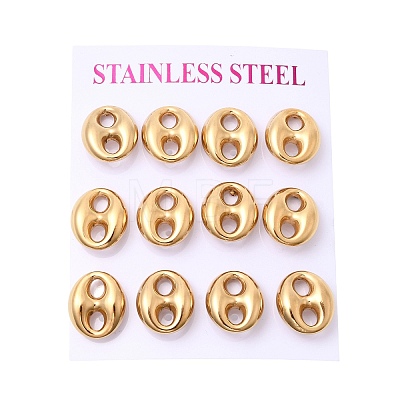 6 Pairs 304 Stainless Steel Stud Earrings EJEW-P340-02G-1