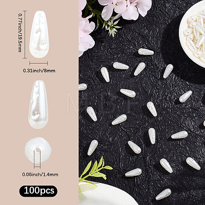 100Pcs ABS Plastic Imitation Pearl Beads OACR-LT0001-06-1