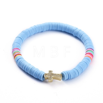 Handmade Polymer Clay Heishi Bead Stretch Bracelets BJEW-JB05090-1