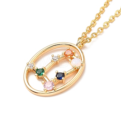 Colorful Cubic Zirconia Constellation Pendant Necklace NJEW-H166-01F-1