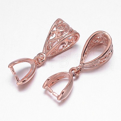Filigree Rack Plating Brass Pendant Pinch Bails X-KK-L102-12RG-1