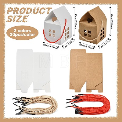 40Pcs 2 Colors Paper Boxes with Handle Rope and Window CON-CJ0001-25-1