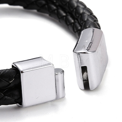 Retro Leather Braided Cord Bracelet for Men X-BJEW-A039-01B-1