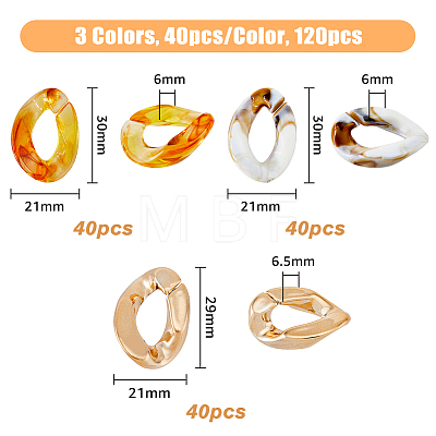 120Pcs 3 Style Acrylic & UV Plating ABS Plastic Linking Rings OACR-FH0001-047-1