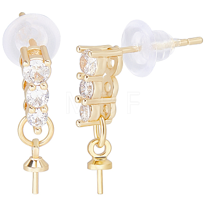 Beebeecraft 10Pcs Brass Glass Rhinestone Stud Earring Findings KK-BBC0009-24-1