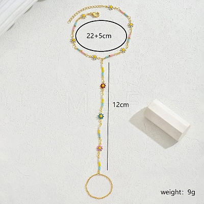 Bohemian Beach Wedding Brass Enamel Daisy Anklets Toe Ring for Women BL1064-1-1