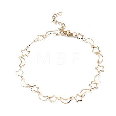 Ion Plating(IP) 304 Stainless Steel Star & Moon Link Chain Anklets for Men Women LS-STAS-B039-15G-1