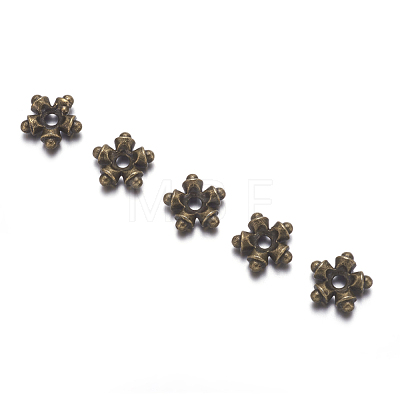 Tibetan Style Alloy Flower Spacer Beads TIBEB-5464-AB-FF-1
