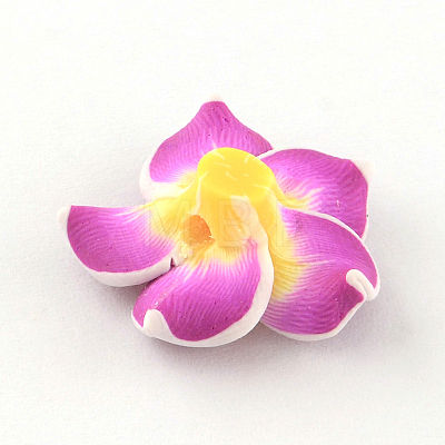Handmade Polymer Clay 3D Flower Plumeria Beads X-CLAY-Q192-30mm-07-1