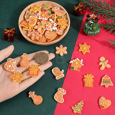 66pcs 11 styles Christmas Theme Resin Decoden Cabochons RESI-SC0005-59-1