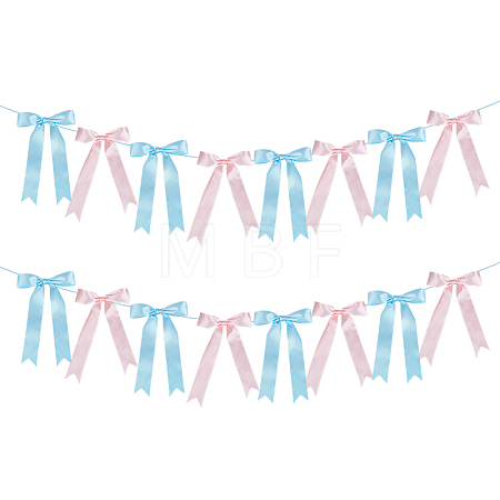 Polyester Bowknot Hanging Banner OFST-WH0004-121A-1