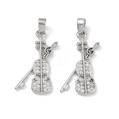 Brass Micro Pave Clear Cubic Zirconia Pendants CU-L277-09P-1