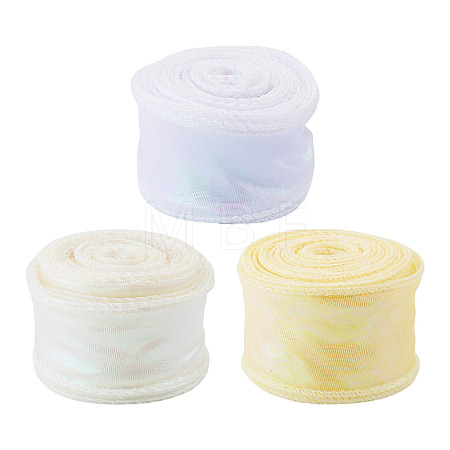 3 Rolls 3 Colors Fishtail Yarn Iridescent Ribbon for Bowknot Making OCOR-TA0004-11B-1