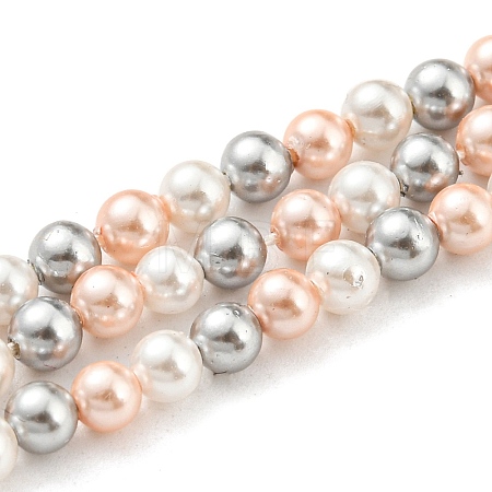 Electroplated Shell Pearl Beads Strands SHEL-F008-03A-04-1