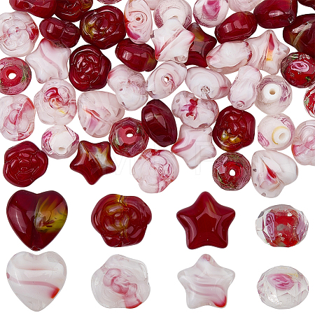80Pcs 8 Styles Handmade Lampwork Beads LAMP-SC0001-88-1