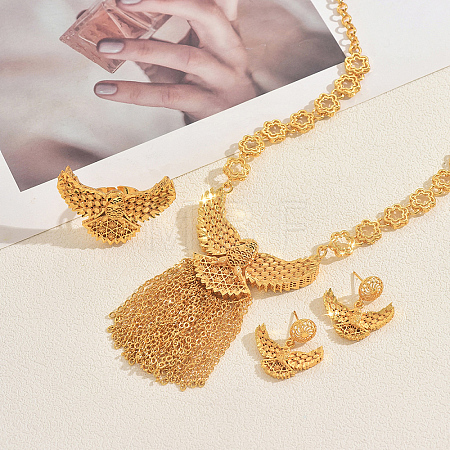 Luxury Brass Eagle Tassel Earrings & Necklaces & Rings Sets for Wedding and Formal Occasions NP5518-1
