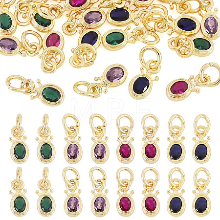 20Pcs 4 Colors Brass Cubic Zirconia Charms KK-TA0009-13C-1