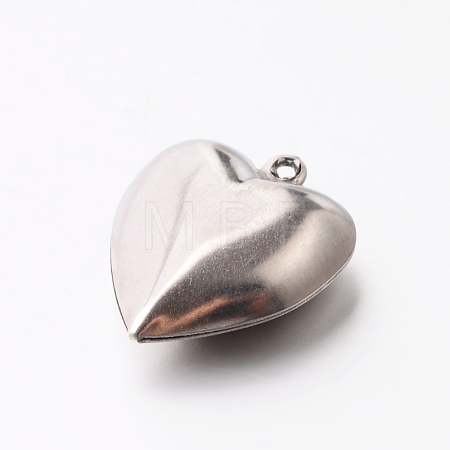 Original Color 304 Stainless Steel Heart Pendants STAS-E078-05-1