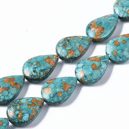 Dyed Synthetic Turquoise Teardrop Bead Strands TURQ-Q100-10B-1