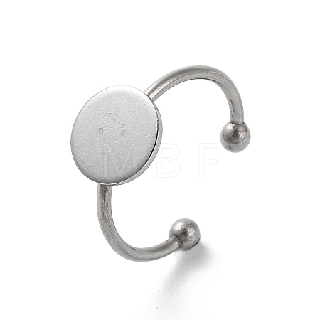 Non-Tarnish Adjustable 304 Stainless Steel Finger Rings Components STAS-K278-04C-P-1