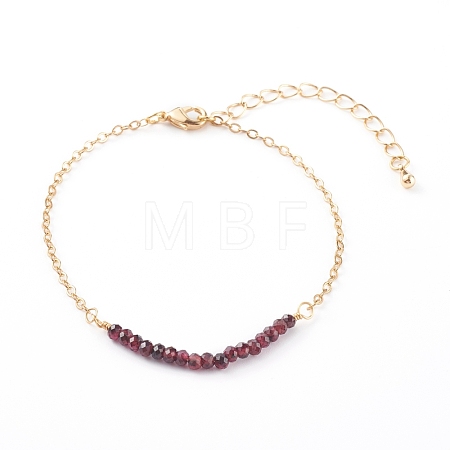 January Birthstone Natural Garnet Beaded Bracelets BJEW-JB06092-01-1