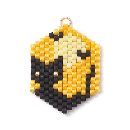 Hallowen Theme Glass Seed Beaded Pendants PALLOY-MZ00873-03-1