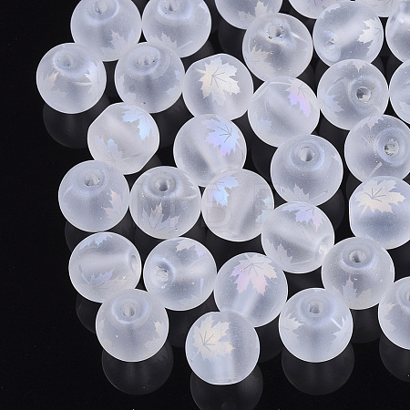 Autumn Theme Electroplate Transparent Glass Beads EGLA-S178-01-01I-1