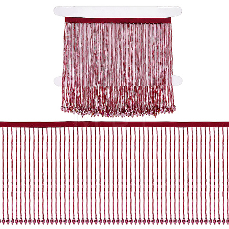 1 Yard Glass Beaded Tassel Ribbon DIY-FG0010-38D-1