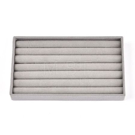6-Slot Rectangle Velvet Wedding Ring Storage Display Trays AJEW-WH0471-129A-01-1