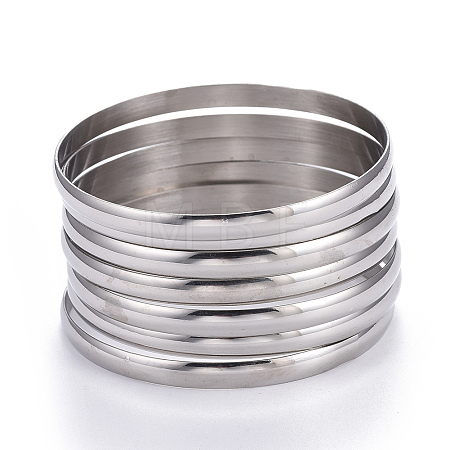 Fashion 201 Stainless Steel Bangle Sets BJEW-L664-024D-P-1-1