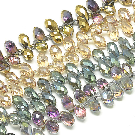 Electroplate Glass Beads Strands EGLA-S142-6x12mm-M-1