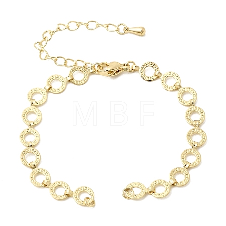 Brass Textured Ring Link Chain Bracelet Making MAK-K024-14G-1