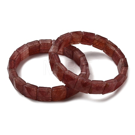 Natural Strawberry Quartz Beads Stretch Bracelets for Women Men BJEW-C097-06-08-1