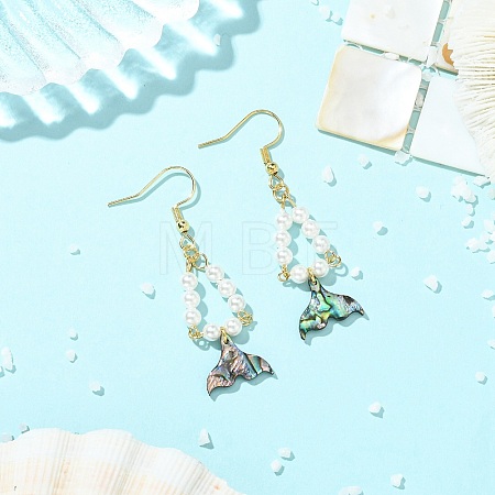 Paua Shell Dangle Earrings EJEW-JE07178-1