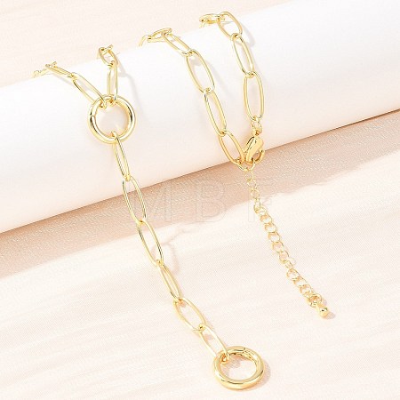 Brass Paperclip Chain Y Lariat Necklaces NJEW-H087-06B-G-1